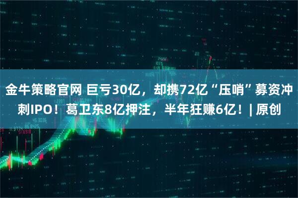 金牛策略官网 巨亏30亿，却携72亿“压哨”募资冲刺IPO！葛卫东8亿押注，半年狂赚6亿！| 原创