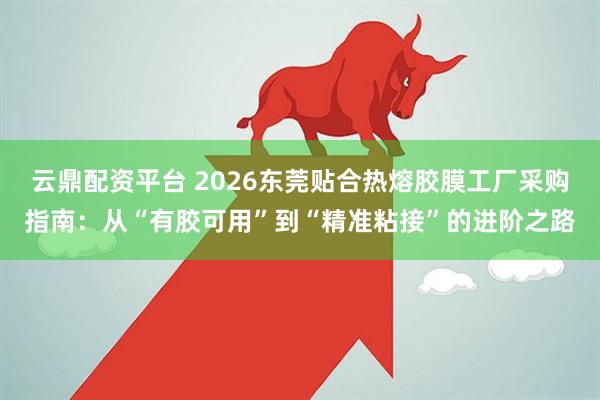 云鼎配资平台 2026东莞贴合热熔胶膜工厂采购指南:从“有胶可用”到“精准粘接”的进阶之路